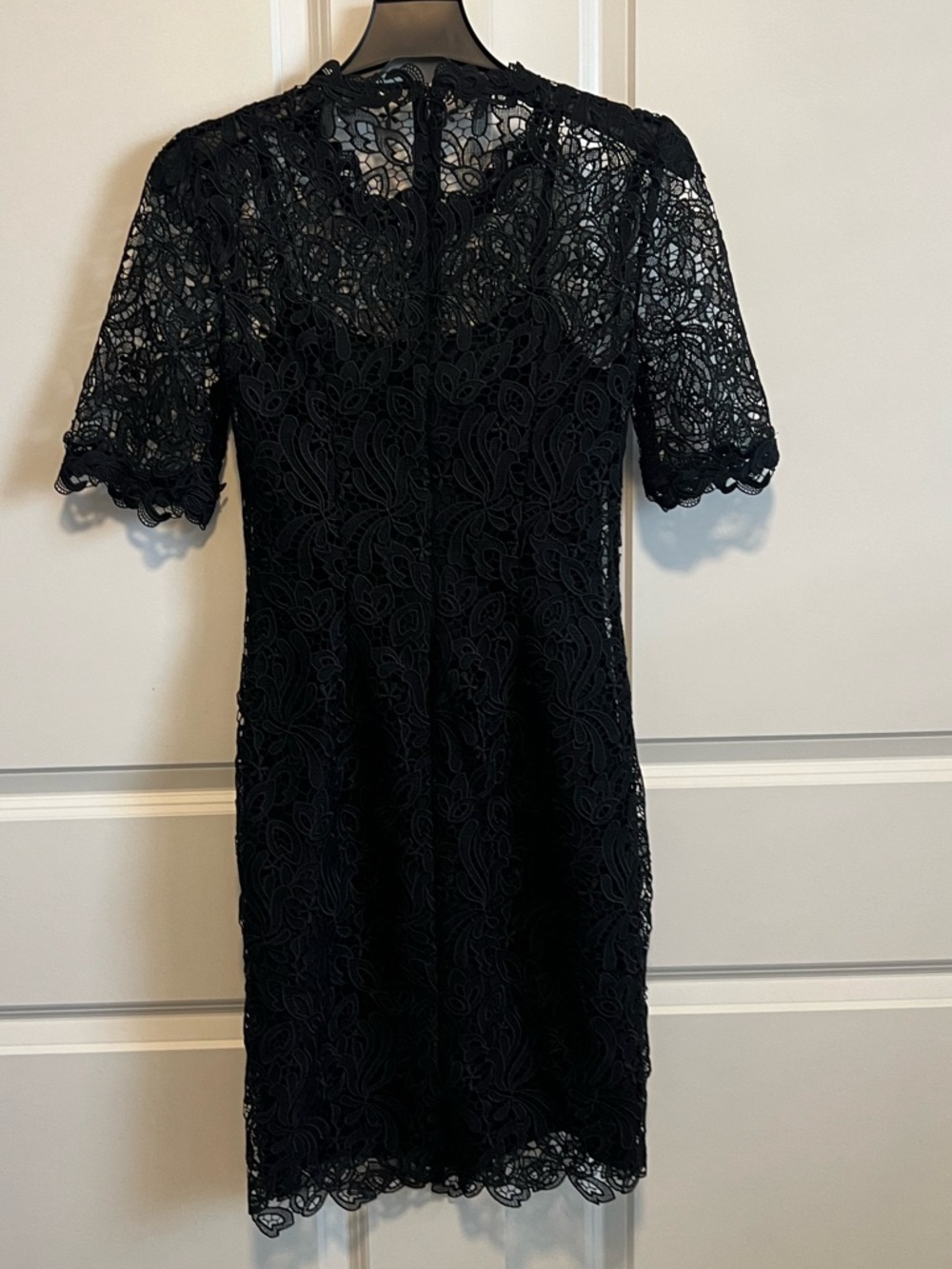 L.K. Bennett Black Floral Lace Short Sleeve Dress - Picture 6 of 8